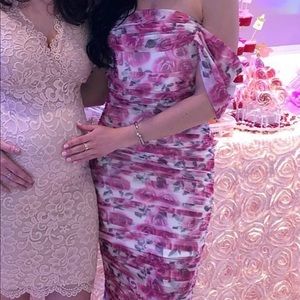 Bardot floral off the shoulder midi dress